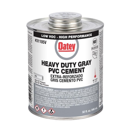 Oatey Gray Cement For PVC 32 oz 31105V